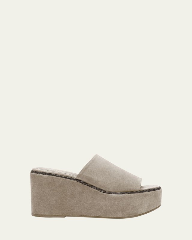Suede Platform Slide Sandals